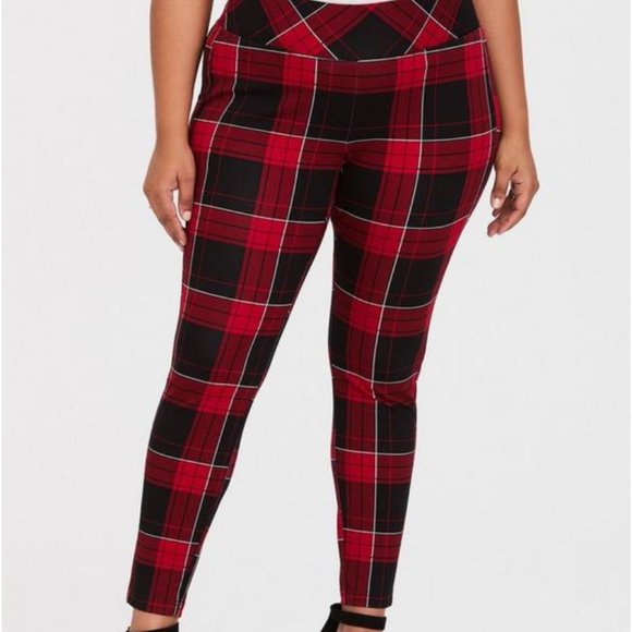 Premium Ponte stretch pull-on pixie red plaid pant, size XL (2R) like new.Torrid - Picture 2 of 4